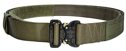 Tasmanian Tiger TT Modular Belt Set Flacher 43mm Cobra Koppel Ausrüstungs- und Dienst-Gürtel mit Laser Cut Molle inkl. Innengürtel (S, Oliv)