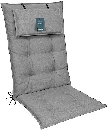 LILENO HOME Gartenstuhl Auflagen als [1er Set - Hochlehner] in Grau - Bequeme Liegen als Sitzauflagen für Gartenmöbel - Stuhlkissen für Gartenstühle und Klappstühle MAR