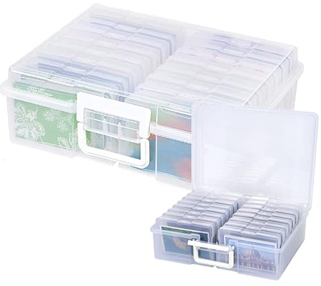 Caja De Almacenamiento Para Fotos De 38 X 31 X 13 Cm, Cajas Almacenaje Plastico Con Separadores Extraíbles, Estuches Transparentes Plástico Caja Para Fotos, Para Semillas, Tarjetas, Manualidades