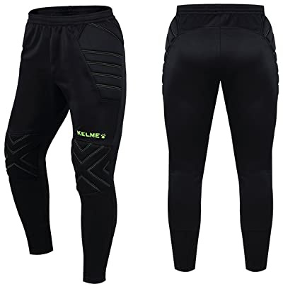 Kelme Goalkeeper Shorts Pro with Protection Pads Football Goalie Shorts Youth Padded Long Shorts Trousers Black