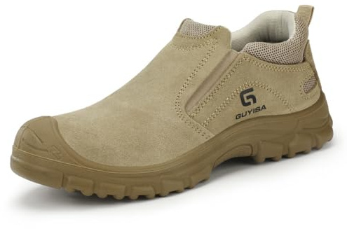 ZCBYBT Anti-scald svetsar säkerhetsskor Indestructible Work Shoes Steel Toe Sneakers, för svetsning Byggplats,Brown,43 EU
