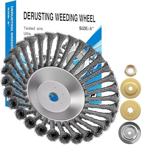 Unkrautbürste für Freischneider, Wildkrautbürste für Motorsense, Drahtbürste Freischneider, Rundbürste Fugenbürste für Freischneider, mit 25,4mm Bohrung, Unkrautbürste Rasentrimmer Zubehör