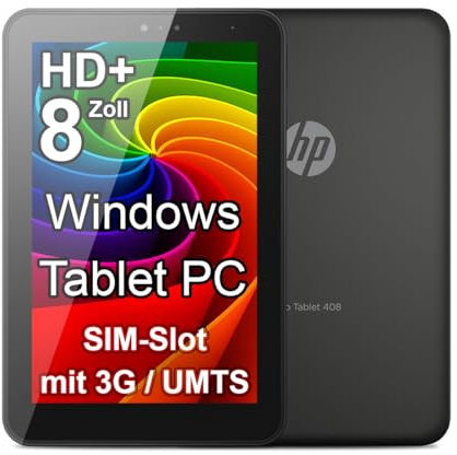 HP Pro 408 G1-8 Zoll HD MultiTouch Display - Windows Tablet PC - Intel QuadCore Prozessor - WLAN, Bluetooth 【 32 GB Speicher 】 mit SIM-Karten Steckplatz für Internet - schwarz (Generalüberholt)