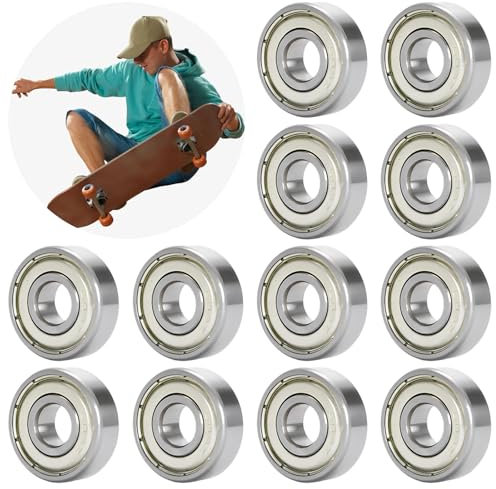 12 rodamientos de Bolas 608zz, rodamientos de Bolas de Ranura Profunda en Miniatura de Doble blindaje de Metal, para monopatines, Scooters, Patines en línea, 8 mm x 22 mm x 7 mm