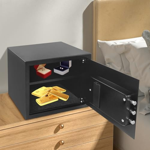DSYOGX Coffre-fort 35 l ignifuge, coffre-fort numérique, 38 x 30 x 30 cm, coffre-fort pour la maison, la chambre à coucher, le bureau, l'entrepôt, 38 x 30 x 30 cm