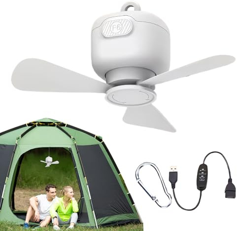 Ventilador de dosel al aire libre,Ventilador colgante para cenador | Ventilador de techo USB de 3 velocidades ajustable para porche, tienda, autocaravana, pérgola, exterior, mirador, dormitorio