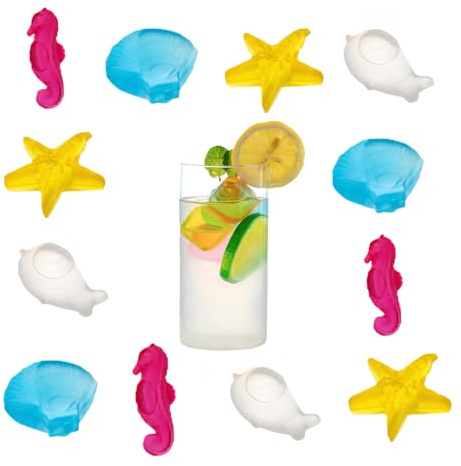 SUNLUX Cubetti Refrigeranti Riutilizzabili 60 Pezzi - Forma Animali Marini - Ghiaccio Sintetico Colorato per Bevande, Cocktail, Lunch Box, Bambini e Feste