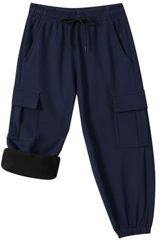 Toddler Warm Skiing Snow Pants Baby Boys Girls Waterproof Cargo Hiking Pants Kids Fleece Lined Winter Sweatpants Sports Outdoor Joggers with Pockets(SnowLL316-D.Blue-3T)
