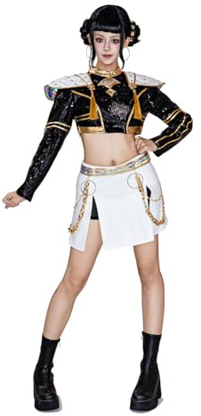 OSIAS Women Zoey Cosplay Costume Golden Stage Outfit Black With Sequined Design