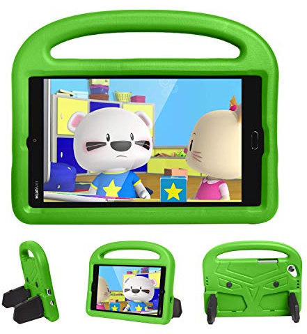 Tablettskydd Tablet Väska till Huawei M3 / T3 T8 Lite 8.0 Silikonväska For barn, For ShockoProof Lightweight Demploop Stand Case, med handtag och kickstand(Ye?il)