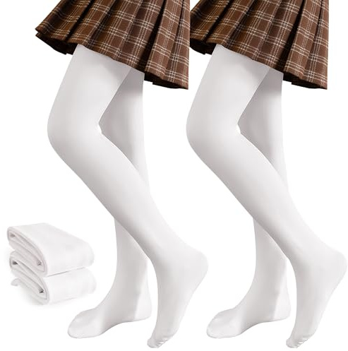 JinBei Collants Thermiques Fille Doux Polaire Chauds, Lot de 2, 2-10 Ans | Taille Haute, Opaques, Confortables et Extensibles, avec Pieds Legging Enfant, pour Ballet, Danse, École, Sport, Hiver