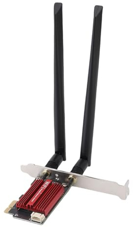 ASHATA Tarjeta WiFi 6E PCIe WiFi para PC de Escritorio, Tarjeta de Red Inalámbrica PCIe con Bluetooth 5.2, Adaptador Inalámbrico de Triple Banda 2.4G 5G 6G 4200Mbps, Antenas Duales de