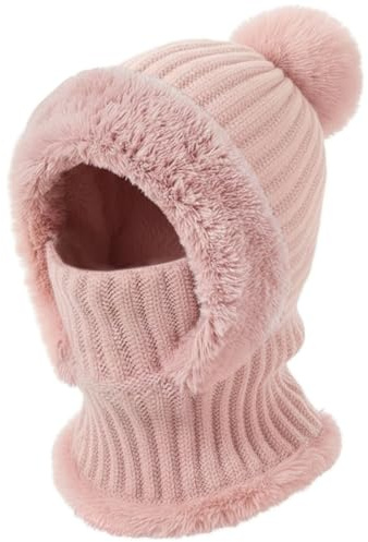 DRESHOW Vinter Mössor för Kvinnor Balaclava Stickad Beanie Skull Cap med Dragsko Varm Hooded Scarf Hatt