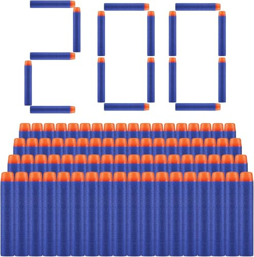 Gaethra 200 Pezzi Dardi Proiettili per Pistola Nerf N Strike Elite Blaster Ricambio Munizioni Ricarica Compatibili Freccette per Series Blasters Giocattolo per Bambini (Blu Bianco)