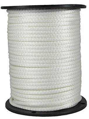 QNR 1/4 White Polyester Rope, Solid Braid Dacron Utility Rope, 500 ft Spool, Low Stretch UV Resistant Industrial Cord