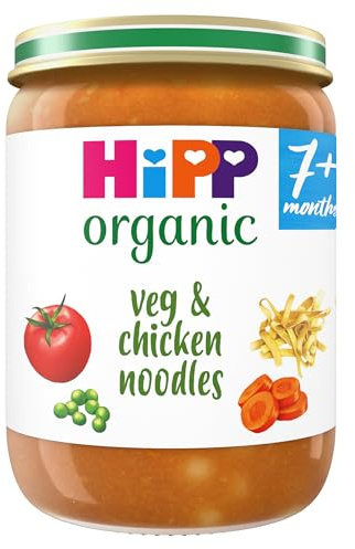 HiPP Organic Veg & Chicken Noodles Baby Food Jar 7+ Months 190g (Pack of 6)