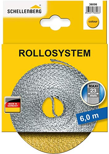 Schellenberg 36006 Maxi Roller Shutter Belt 23 mm x 6.0 m, Yellow | Number 1x, 6,0 Meter