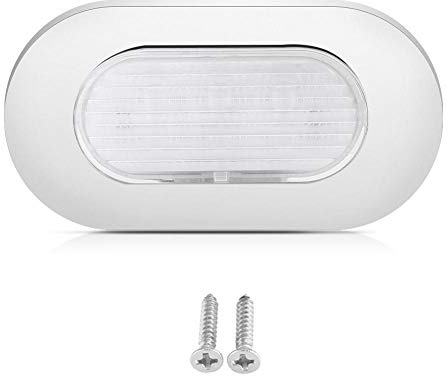 Nikou Marine Deck Light, 12V White LED Boat Deck Lights, Marine Boat Yacht Light Stainless Steel Oblong Courtesy Light Stair Deck Usage