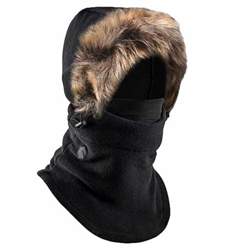 Tough Headwear Cagoule Adulte Unisexe - Passe Montagne Homme et Femme - Protection du Froid en Hiver - Design Polyvalent - Balaclava Respirant et Coupe Vent - Polaire - Noir