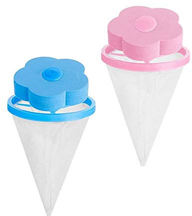 Washing Machine Filter Bag, Lint Mesh Bags Lint Catcher Washer Hair Catcher Flowers Hair Filter Net Pouch Reusable Hair Remover Tool (2pcs)