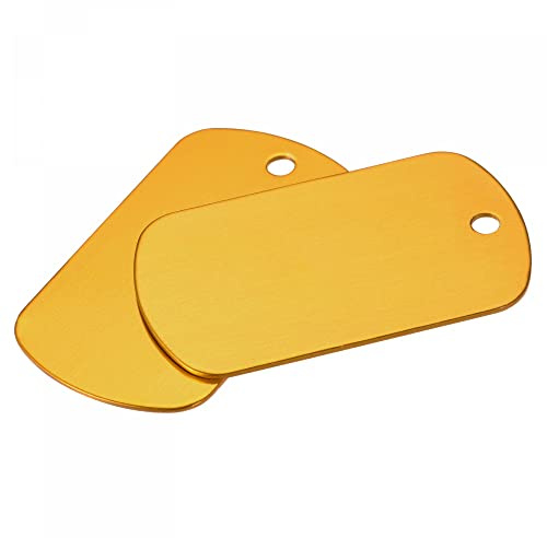 sourcing map Lot de 5 étiquettes vierges en aluminium jaune pour travaux manuels, décoration de pendentif, 29 x 50 mm