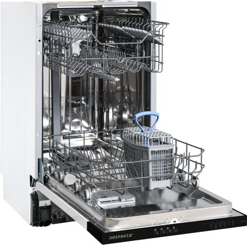 Respekta Spülmaschine vollintegriert 45 cm/Einbau-Geschirrspüler mit Besteckkorb / 4 Programme/Startzeitvorwahl / 10 Maßgedecke/leise 49 dB / GSP45VV