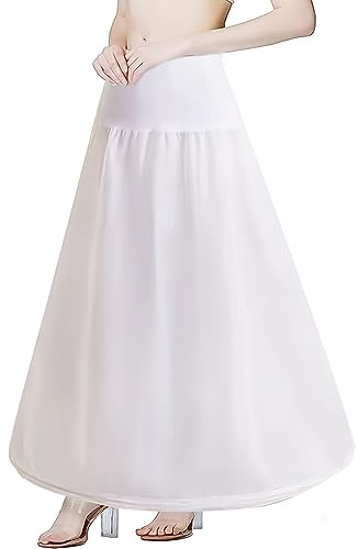 KALUROIL Jupon robe De Mariée Jupon Crinoline Long de Femme pour Robe de Mariage Mariée Soirée Cérémonie Jupe Tulle Rockabilly Blanc 1 Cerceaux