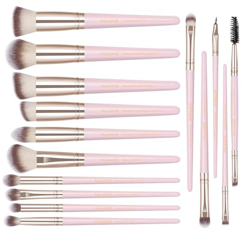 Makeupborstar 15 st professionella sminkborstar set premium syntetisk foundation rodnande vinkel eyeliner blandning ögonborste kit makeup borste set