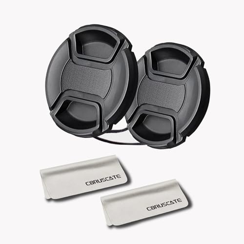 2pcs 58mm Objektivdeckel Abdeckung entfernen+2pcs Objektivreinigungstuch Kompatibel mit Allen 58mm Marken mit Kameraobjektiven