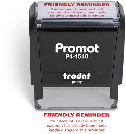 Promot Friendly Reminder Overdue - Self Inking Rubber Stamp - Ink Stamps
