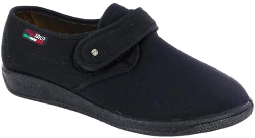 GAVIGA Chaussures d'hiver élastiques pour femme réglables avec déchirure oignon réhabilitation Made in Italy, Noir avec zircon, 38 EU
