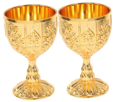ULTECHNOVO 2pièces Coupes Médiévales Doré Verres à Vintage Embossés Pour Célébrations Et Décorations Élégantes