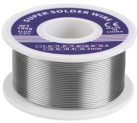 Solder Wire 0.8mm 100g, Lead Free Rosin Core Soldering Wire Sn99.3 Cu0.7, Electrical Solder for Circuit Boards Components and Wires, Plumbing Solder for DIY Repairs and Electronic Soldering Projects