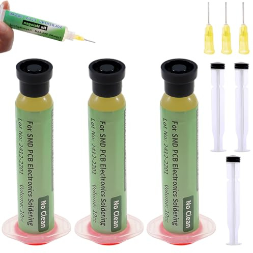 OIXYA RMA-223 Flussante per saldatura a stagno,20ML Flussante No-Clean Senza Piombo a base di Rosin (3 Pezzo),per Saldatura di Telefoni, BGA, SMD, PCB, Ecc.Riparazione Elettronica.