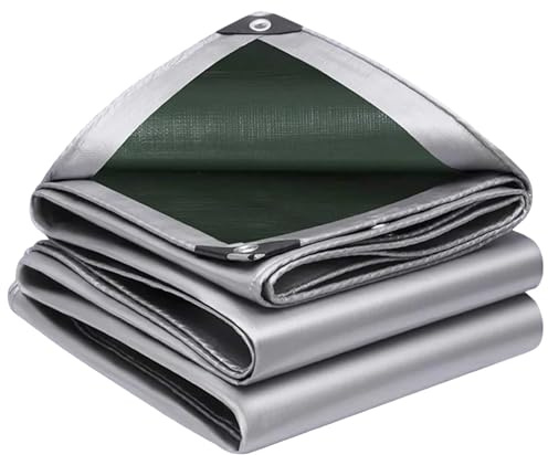 Lona Impermeable Exterior Reforzada 200g/m² PE 1x4m plastico cubretodo Remolque,tarp,Toldo Reforzado Argollas Antidesgarro Protección UV Múltiples Usos para Leña Muebles Jardín Plata Verde