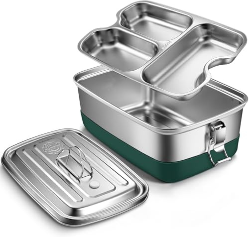 Aurinovellia Fiambrera, 2000ml Lunch Box de Acero Inoxidable, Bento Box para Adultos y Niños, Fiambrera Bento, lonchera, sin BPA, para Microondas, para Escuela, Trabajo, Viajes, Pícnic