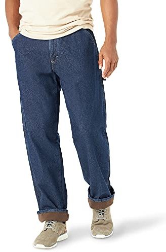 Wrangler Authentics Men's Fleece Lined Carpenter Pant Casual, Dark Indigo, 32W x 32L