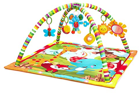 New Born Baby Playmat, Play Gym, Musical Activity Gym,Soft Toy, Fun Animals,Music,Textures,Rattle,Teethers, Mirror, Discovery Carpet for Infants Toddlers Newborn Kick and Playmat 0-36 Months