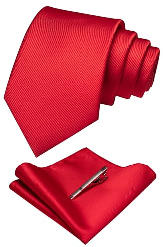 RBOCOTT Solid Color Tie and Pocket Square, Tie Clip Set for Men