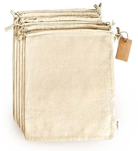 Wiederverwendbare Produktbeutel mit Kordelzug Extra Groß 36x43 cm Mehrzweck 6 Stück, Canvas-Stoff-Brotbeutel, Großpackung für Lebensmittel, natürliche Kartoffel- und Zwiebelbeutel, Schuhbeutel