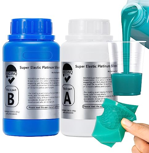 BBDINO Silicone Mould Making Kit, Super Elastic Platinum Silicone Rubber 600 Grams, Ideal for Silicon Moulds & Food Moulds 1:1 by Volume Jade Green