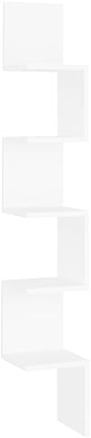 vidaXL Estante de Esquina de Pared Repisa Flotante Balda Salón Sala de Estar Estudio Exhibición Colgante Decoración Contrachapada Blanco 20x20x127,5cm