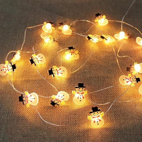 Eledreme Ljuskedja snögubbe, 2 m, 20 LED, juldekoration inomhus, ljusgardin utomhus, varm vit, batteri för fest, jul, balkong