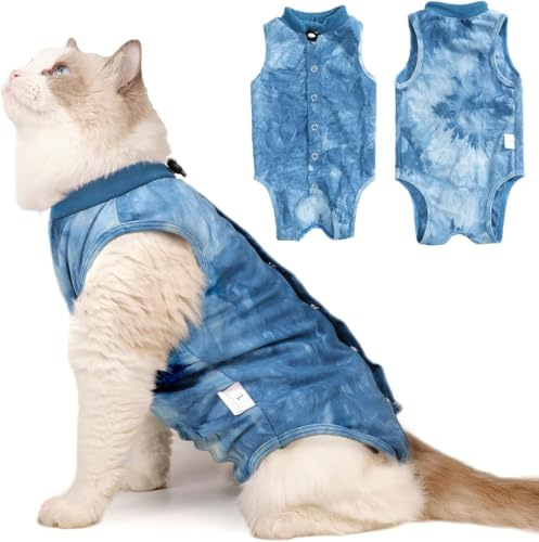 LIANZIMAU Body Post Opératoire pour Chat Femelle/Mâle après Stérilisation - Combinaison Anti Léchage Alternative au Collier de Récupération pour Animal de Compagnie