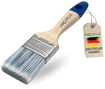 ORGAFLIX Premium Lackpinsel 50mm für Farben & Lacke - Kein Borstenverlust - Malerpinsel, Perfekt für Metallschutzlack, Lackierpinsel, Flachpinsel Holz außen, Borstenpinsel, Möbelfarbe streichen