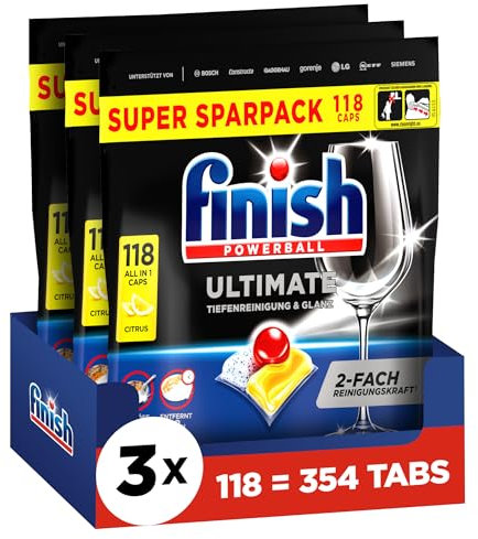 Finish Ultimate Citrus Spülmaschinen Caps, Super Sparpack, 354 Finish Caps (3x118 Tabs)