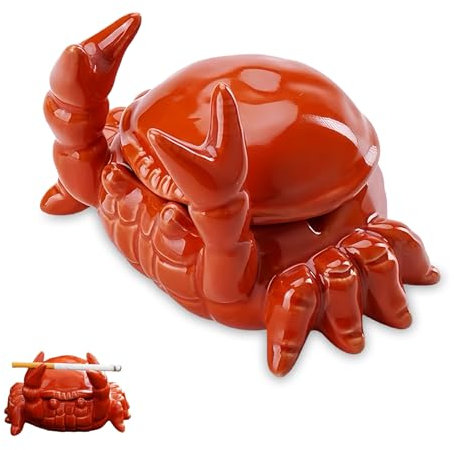 Simpatico Posacenere A Granchio Con Coperchio, Elegante Posacenere A Granchio Con Coperchio, Posacenere Con Coperchio, Posacenere In Ceramica, Decorazioni Per Patio Per Uso Esterno Ed Interno