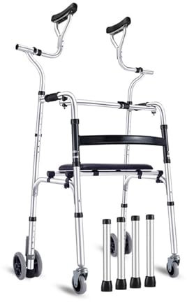 Deambulatore Ascellare Per Anziani,Deambulatore Con Sedile Imbottito Per Anziani 4 Ruote,Deambulatore Ultraleggero Pieghevole,Carrello Rollatore Anziani Per Camminare,Deambulatore Da Interno