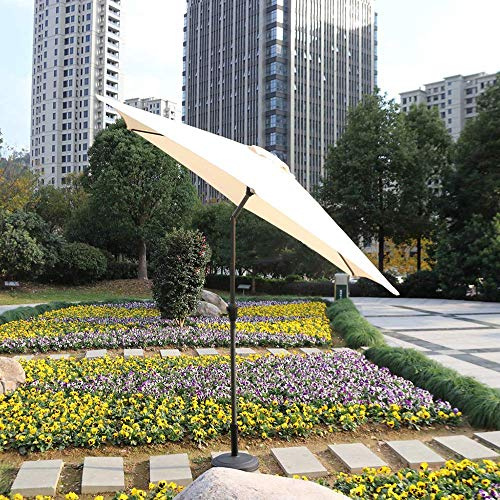 LSLYTQ Balcony Parasol Shade 9' (2.7M) Patio Umbrella Outdoor Table Umbrella With 8 Sturdy Ribs,Patio Umbrella Garden Umbrella Aluminum Main Rod With Crank And Tilt Button (White) good