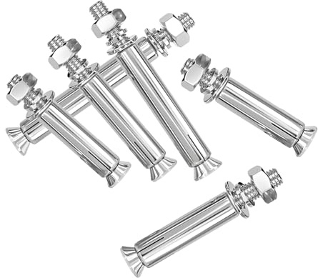 Pernos de expansión M8 x 120 mm, 10 unidades, anclaje mecánico de manguito hexagonal de cuña de acero inoxidable 304 con tuerca y arandela para paredes, hormigón, vallas y puertas.